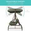 imageBest Choice Products 3Seat Outdoor Large Converting Canopy Swing Glider Patio Hammock Lounge Chair for Porch Backyard wFlatbed Adjustable Shade Removable Cushions  BurgundyMidnight Green