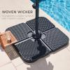 imageBest Choice Products 4Piece 155lb Capacity HeavyDuty Cantilever Offset Patio Umbrella Stand Square Base Plate Set wEasyFill Spouts for Water or Sand  BlackBlack Faux Wicker