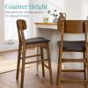 imageBest Choice Products Bar Stool Set of 2 Modern Farmhouse Counter Height Stools wArmless Upholstered Cushioned Seat Wooden Curved Backrest  WalnutCreamWalnutCharcoal