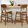 imageBest Choice Products Bar Stool Set of 2 Modern Farmhouse Counter Height Stools wArmless Upholstered Cushioned Seat Wooden Curved Backrest  WalnutCreamWalnutCream