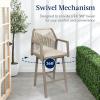 imageBest Choice Products Outdoor Bar Stools Set of 2 Bar Height 360 Swivel Aluminum Frame AllWeather Woven Rope Chair Design wArmrests  GrayMeteorTaupeSandstorm