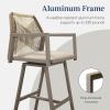 imageBest Choice Products Outdoor Bar Stools Set of 2 Bar Height 360 Swivel Aluminum Frame AllWeather Woven Rope Chair Design wArmrests  GrayMeteorTaupeSandstorm