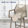 imageBest Choice Products Outdoor Bar Stools Set of 2 Bar Height 360 Swivel Aluminum Frame AllWeather Woven Rope Chair Design wArmrests  GrayMeteorTaupeSandstorm