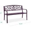 imageBest Choice Products Outdoor Bench Steel Garden Patio Porch Furniture for Lawn Park Deck wFloral Design Backrest Slatted Seat  BrownPurple