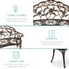 imageBest Choice Products Outdoor Bench Steel Garden Patio Porch Loveseat Furniture for Lawn Park Deck Seating wFloral Rose Accent Antique Finish  WhiteBrown
