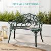 imageBest Choice Products Outdoor Bench Steel Garden Patio Porch Loveseat Furniture for Lawn Park Deck Seating wFloral Rose Accent Antique Finish  WhiteBrown
