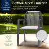 imageBest Choice Products Outdoor Dining Arm Chair Set of 2 Aluminum Frame with Armrest AllWeather Woven Rope Chair Design  CharcoalGraphiteCharcoalGraphite