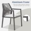 imageBest Choice Products Outdoor Dining Arm Chair Set of 2 Aluminum Frame with Armrest AllWeather Woven Rope Chair Design  CharcoalGraphiteCharcoalGraphite