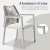 imageBest Choice Products Outdoor Dining Arm Chair Set of 2 Aluminum Frame with Armrest AllWeather Woven Rope Chair Design  CharcoalGraphiteGrayMeteor
