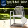 imageBest Choice Products Outdoor Dining Arm Chair Set of 2 Aluminum Frame with Armrest AllWeather Woven Rope Chair Design  CharcoalGraphiteGrayMeteor