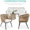 imageBest Choice Products Set of 2 Patio Dining Chairs Outdoor Seating Set for Backyard Poolside Balcony Indoor Use wWoven Wicker Design 250lb Weight Capacity  NaturalIvoryNaturalIvory