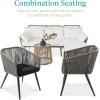 imageBest Choice Products Set of 2 Patio Dining Chairs Outdoor Seating Set for Backyard Poolside Balcony Indoor Use wWoven Wicker Design 250lb Weight Capacity  NaturalIvoryGrayBlack