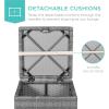 imageBest Choice Products Set of 2 Wicker Ottomans Multipurpose Outdoor Furniture for Patio Backyard Additional Seating Footrest Side Table wStorage Removable Cushions  BrownBeigeCreamGray