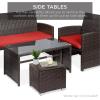 imageBest Choice Products Set of 2 Wicker Ottomans Multipurpose Outdoor Furniture for Patio Backyard Additional Seating Footrest Side Table wStorage Removable Cushions  BrownBeigeRedBrown