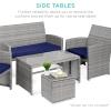 imageBest Choice Products Set of 2 Wicker Ottomans Multipurpose Outdoor Furniture for Patio Backyard Additional Seating Footrest Side Table wStorage Removable Cushions  BrownBeigeGrayNavy
