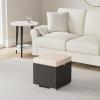 imageBest Choice Products Set of 2 Wicker Ottomans Multipurpose Outdoor Furniture for Patio Backyard Additional Seating Footrest Side Table wStorage Removable Cushions  BrownBeigeBrownBeige