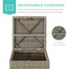 imageBest Choice Products Set of 2 Wicker Ottomans Multipurpose Outdoor Furniture for Patio Backyard Additional Seating Footrest Side Table wStorage Removable Cushions  BrownBeigeCement GrayTaupe