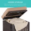 imageBest Choice Products Set of 2 Wicker Ottomans Multipurpose Outdoor Furniture for Patio Backyard Additional Seating Footrest Side Table wStorage Removable Cushions  BrownBeigeBrownBeige