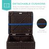 imageBest Choice Products Set of 2 Wicker Ottomans Multipurpose Outdoor Furniture for Patio Backyard Additional Seating Footrest Side Table wStorage Removable Cushions  BrownBeigeNavyBrown