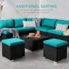 imageBest Choice Products Set of 2 Wicker Ottomans Multipurpose Outdoor Furniture for Patio Backyard Additional Seating Footrest Side Table wStorage Removable Cushions  BrownBeigeBlackTeal