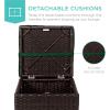 imageBest Choice Products Set of 2 Wicker Ottomans Multipurpose Outdoor Furniture for Patio Backyard Additional Seating Footrest Side Table wStorage Removable Cushions  BrownBeigeMidnight GreenBrown