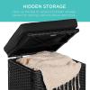 imageBest Choice Products Set of 2 Wicker Ottomans Multipurpose Outdoor Furniture for Patio Backyard Additional Seating Footrest Side Table wStorage Removable Cushions  BrownBeigeBlackBlack