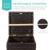 imageBest Choice Products Set of 2 Wicker Ottomans Multipurpose Outdoor Furniture for Patio Backyard Additional Seating Footrest Side Table wStorage Removable Cushions  BrownBeigeBrownBeige