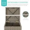 imageBest Choice Products Set of 2 Wicker Ottomans Multipurpose Outdoor Furniture for Patio Backyard Additional Seating Footrest Side Table wStorage Removable Cushions  BrownBeigeWhite SandTaupe