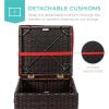 imageBest Choice Products Set of 2 Wicker Ottomans Multipurpose Outdoor Furniture for Patio Backyard Additional Seating Footrest Side Table wStorage Removable Cushions  BrownBeigeRedBrown
