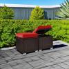 imageBest Choice Products Set of 2 Wicker Ottomans Multipurpose Outdoor Furniture for Patio Backyard Additional Seating Footrest Side Table wStorage Removable Cushions  BrownBeigeRedBrown