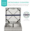 imageBest Choice Products Set of 2 Wicker Ottomans Multipurpose Outdoor Furniture for Patio Backyard Additional Seating Footrest Side Table wStorage Removable Cushions  BrownBeigeGrayNavy