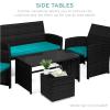 imageBest Choice Products Set of 2 Wicker Ottomans Multipurpose Outdoor Furniture for Patio Backyard Additional Seating Footrest Side Table wStorage Removable Cushions  BrownBeigeBlackTeal