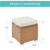 imageBest Choice Products Set of 2 Wicker Ottomans Multipurpose Outdoor Furniture for Patio Backyard Additional Seating Footrest Side Table wStorage Removable Cushions  BrownBeigeNaturalIvory