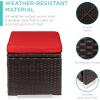 imageBest Choice Products Set of 2 Wicker Ottomans Multipurpose Outdoor Furniture for Patio Backyard Additional Seating Footrest Side Table wStorage Removable Cushions  BrownBeigeRedBrown