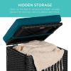 imageBest Choice Products Set of 2 Wicker Ottomans Multipurpose Outdoor Furniture for Patio Backyard Additional Seating Footrest Side Table wStorage Removable Cushions  BrownBeigePeacock BlueBlack