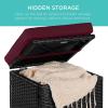 imageBest Choice Products Set of 2 Wicker Ottomans Multipurpose Outdoor Furniture for Patio Backyard Additional Seating Footrest Side Table wStorage Removable Cushions  BrownBeigeDeep BurgundyBlack