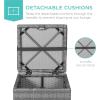imageBest Choice Products Set of 2 Wicker Ottomans Multipurpose Outdoor Furniture for Patio Backyard Additional Seating Footrest Side Table wStorage Removable Cushions  BrownBeigeGrayGray