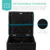 imageBest Choice Products Set of 2 Wicker Ottomans Multipurpose Outdoor Furniture for Patio Backyard Additional Seating Footrest Side Table wStorage Removable Cushions  BrownBeigePeacock BlueBlack