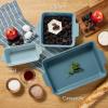 imageBest Choice Products Set of 3 Large Serving Trays Party Platters and Ceramic NonStick Bakeware For Appetizers Charcuterie Snack Dessert Casserole Sour Dough Bread Loaf  Cornflower BlueCornflower Blue