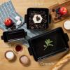 imageBest Choice Products Set of 3 Large Serving Trays Party Platters and Ceramic NonStick Bakeware For Appetizers Charcuterie Snack Dessert Casserole Sour Dough Bread Loaf  Cornflower BlueBlack Licorice