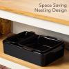 imageBest Choice Products Set of 3 Large Serving Trays Party Platters and Ceramic NonStick Bakeware For Appetizers Charcuterie Snack Dessert Casserole Sour Dough Bread Loaf  Cornflower BlueBlack Licorice