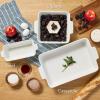 imageBest Choice Products Set of 3 Large Serving Trays Party Platters and Ceramic NonStick Bakeware For Appetizers Charcuterie Snack Dessert Casserole Sour Dough Bread Loaf  Cornflower BlueVanilla Buttercream
