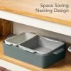 imageBest Choice Products Set of 3 Large Serving Trays Party Platters and Ceramic NonStick Bakeware For Appetizers Charcuterie Snack Dessert Casserole Sour Dough Bread Loaf  Cornflower BlueFrench Gray