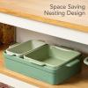 imageBest Choice Products Set of 3 Large Serving Trays Party Platters and Ceramic NonStick Bakeware For Appetizers Charcuterie Snack Dessert Casserole Sour Dough Bread Loaf  Cornflower BlueSage Green