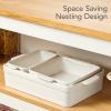 imageBest Choice Products Set of 3 Large Serving Trays Party Platters and Ceramic NonStick Bakeware For Appetizers Charcuterie Snack Dessert Casserole Sour Dough Bread Loaf  Cornflower BlueVanilla Buttercream