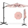 imageBest Choice Products 10ft Solar LED Cantilever Patio Umbrella 360Degree Rotation Hanging Offset Market Outdoor Sun Shade for Backyard Deck Poolside wLights Easy Tilt Cross BaseRose Quartz