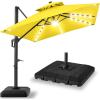 imageBest Choice Products 10x10ft Cantilever Patio Umbrella wBase Included Solar LED Lights 360 Rotation Large Offset Hanging Outdoor Shade for Deck Pool Backyard wStand  BurgundyYellow
