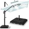 imageBest Choice Products 10x10ft Cantilever Patio Umbrella wBase Included Solar LED Lights 360 Rotation Large Offset Hanging Outdoor Shade for Deck Pool Backyard wStand  BurgundyBaby Blue