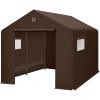 imageBest Choice Products 10x8ft Outdoor Storage Shed Carport Canopy Shelter Dual Doors ampamp Windows Metal Frame WeatherResistant Perfect for Storing Motorcycle Bike Garden Tools  TanBrown