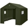 imageBest Choice Products 10x8ft Outdoor Storage Shed Carport Canopy Shelter Dual Doors ampamp Windows Metal Frame WeatherResistant Perfect for Storing Motorcycle Bike Garden Tools  TanForest Green